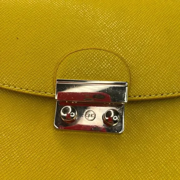 Shoulder Mini Tote Bag Purse Gold Chain Mustard Yellow Women’s #577 - Picture 9 of 12